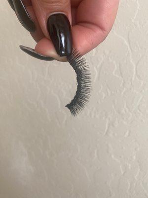 Eyelash extensions  came off in one piece after 2 hours