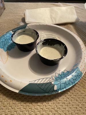 2 blue cheese dressing that are basically empty but charged $2.00