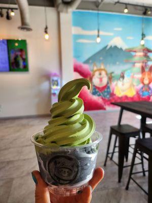 Free softserve matcha & blacksesame ice cream from the owner for being loyal customers 4/5/24