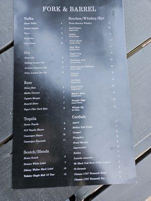 Drink menu