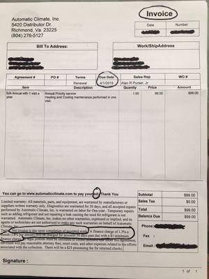 Dishonest "Invoice"