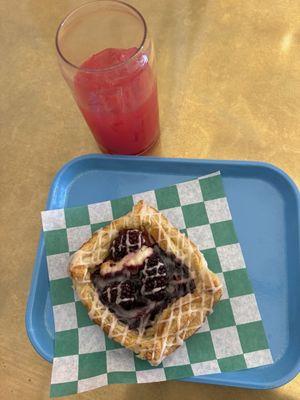 Vegan oregon blackberry danish and fresh watermelon juice