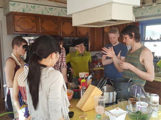 Me teaching a cooking class at a Friend's house in Portland (old photo! this was ?  10 years ago)