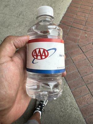 Complimentary water on a hot day.  Thanks AAA