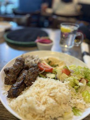 Shish Kafta with rice