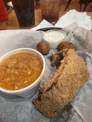 Fried catfish and Brunswick stew