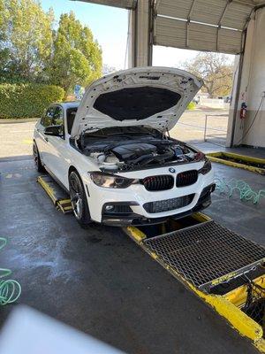 Car getting serviced