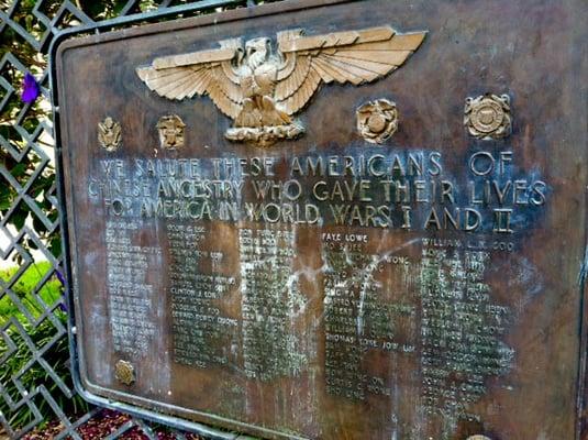 A plaque in St. Mary's Square dedicated to the fallen Chinese soldiers of WWII