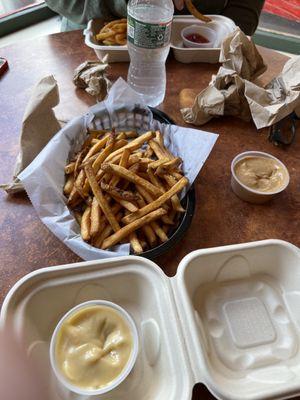 Fries and dipping sauces