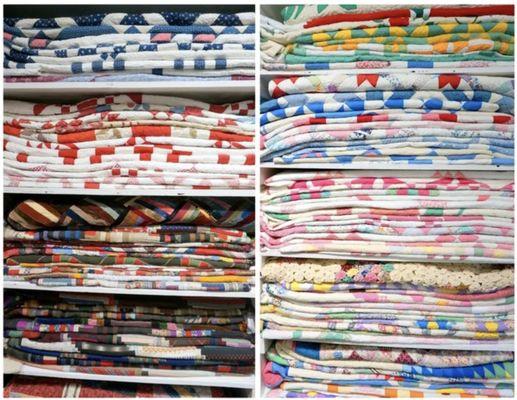 Stacks of quilt fabric at Rocky Mountain Quilts.