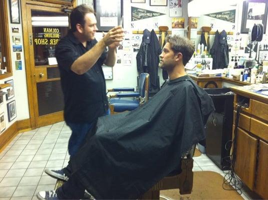 Mark Oshana Badal, James Coleman and Johan Silva at Colman Barbership in Seattle, Washington USA