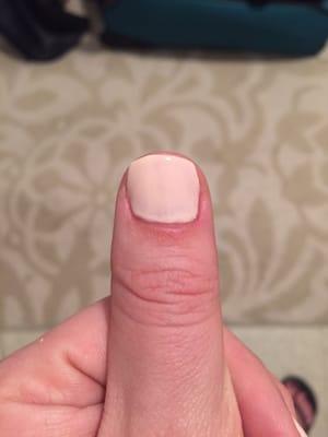 Crooked & bumpy nail! I could have done a better job