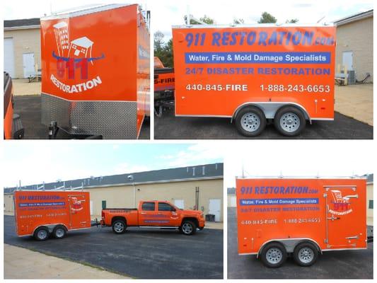 We loved printing and installing these bright colors on this truck and trailer!