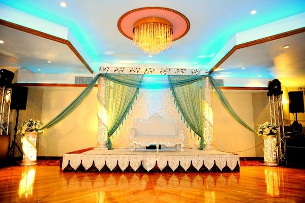 A stage set up on the 3rd floor hall for a wedding provided by us.