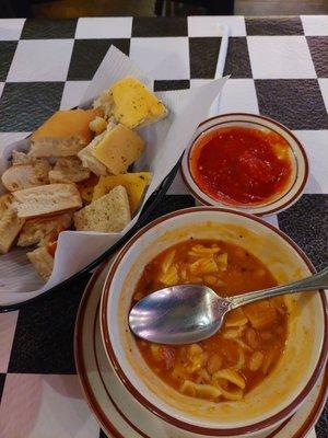 Complementary Marana w/bread & a bowl of Pasta Fagioli soup