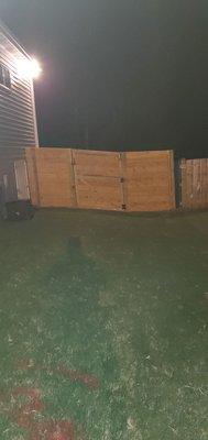 6ft wooden horizontal slat privacy fence,  5ft single gate.