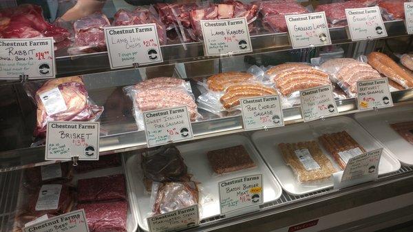 Meat counter at Chestnut Farms in Boston Public Market