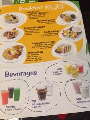 Here is the kids menu.