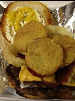 Cheese Burger with fried green tomatos