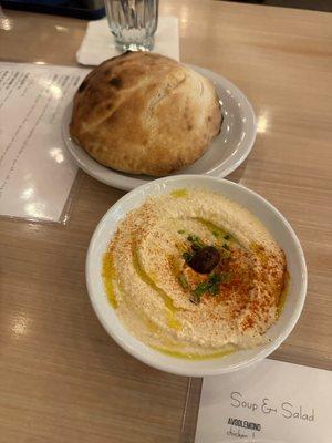 Amazing pita bread with the traditional hummus