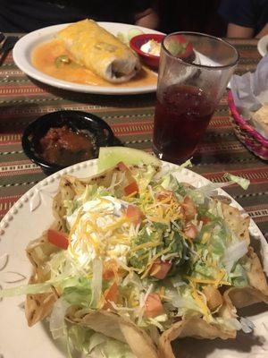 Taco Salad and Wet Burrito