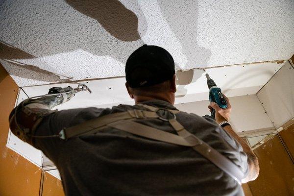 Malkerson Inc specializes in ceiling drywall repair services, addressing cracks, holes, or other damage to keep your ceiling ...