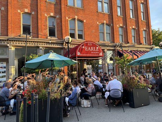 Outside with street tables