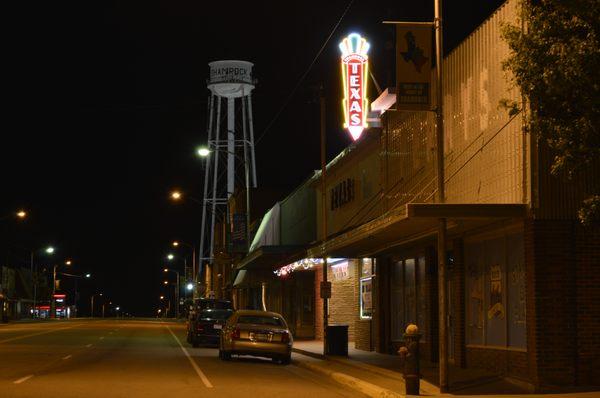 Texas Theater, a vintage 1925 movie theater, with the new lighted sign that was installed October 2015.