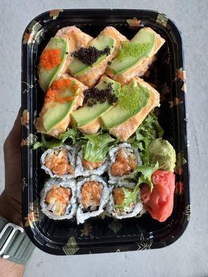 Takeout - Passion roll and Spicy Salmon with cucumber roll