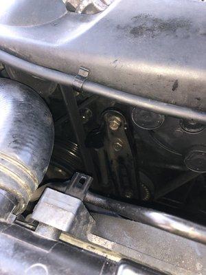 Belt tension rod appears broken