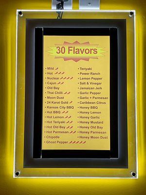 Our 30 mouth watering chicken wings flavors