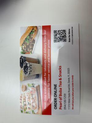 Menu QR code