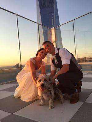 First wedding at the rebuilt WTC site, there is no other place I would have considered taking Mr. Smuckers to get him all cleaned up.