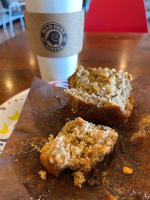 Banana nut muffin and latte.