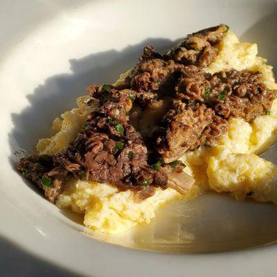 Morel Mushroom Fricassee over polenta