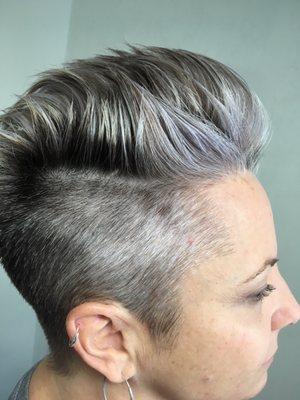 Shadow root, platinum and a tight undercut.