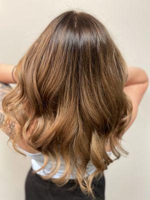 Balayage with root melt