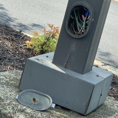 broken street lamps in Barnes lot