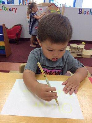 Learning to write his name (3yrs old)