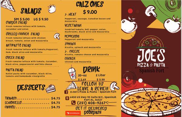 Joe's Pizza (Spanish Fort) Menu