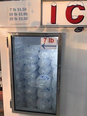 Cheap prices for ice that's made from the store's purified water!