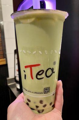 Matcha milk tea w/ boba