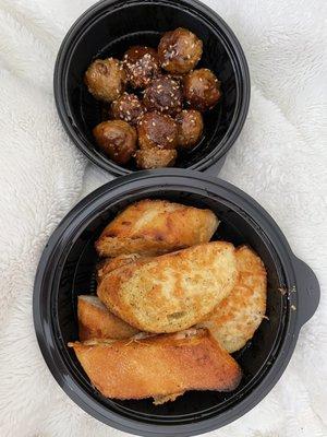 Korean BBQ Meatballs & Cheesy Garlic Bread