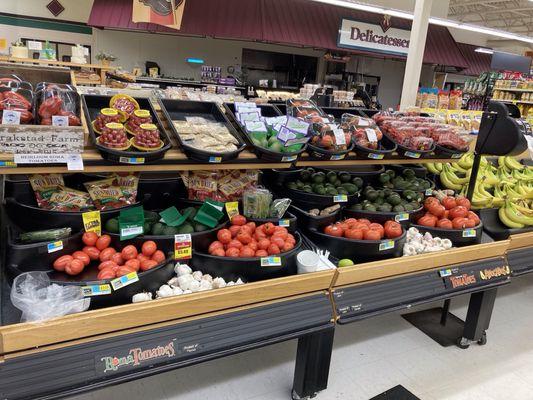 Fresh produce including some locally grown items