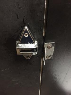 Broken men's bathroom door.