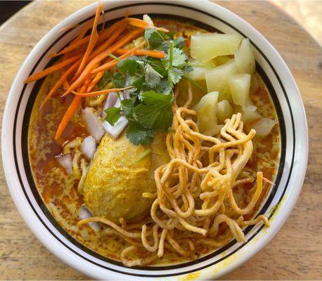 KHAO SOI, chicken thigh, egg noodles and more. Delish!!!!!