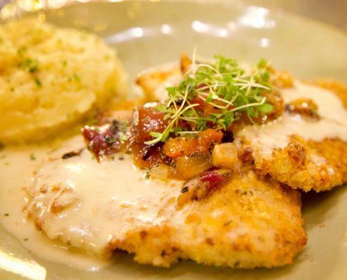 pan seared walnut crusted breast of chicken