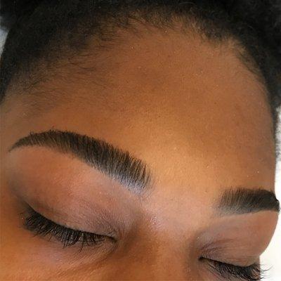 Brow Wax only. Client's brows were full enough to not need brow makeup.