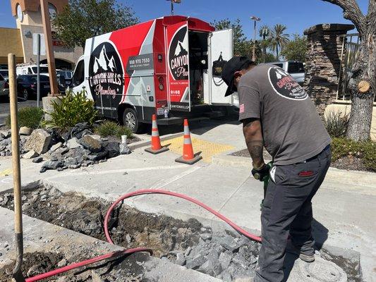 Commercial sewer repair project at McDonalds.