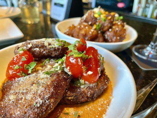 FRIED GREEN TOMATOES & STICKY SESAME CAULIFLOWER - VEGAN